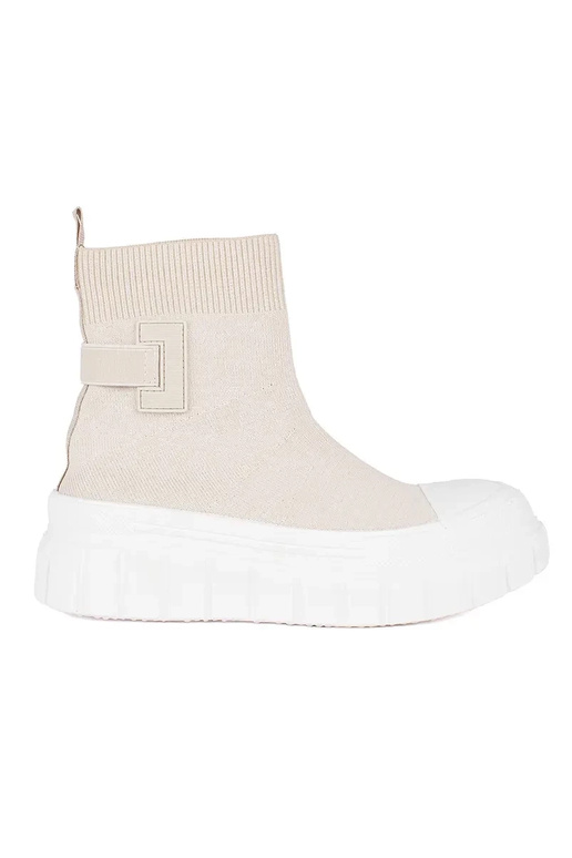 ivoorkleurige hoge platformlaarzen