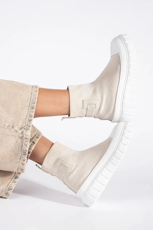 ivoorkleurige hoge platformlaarzen