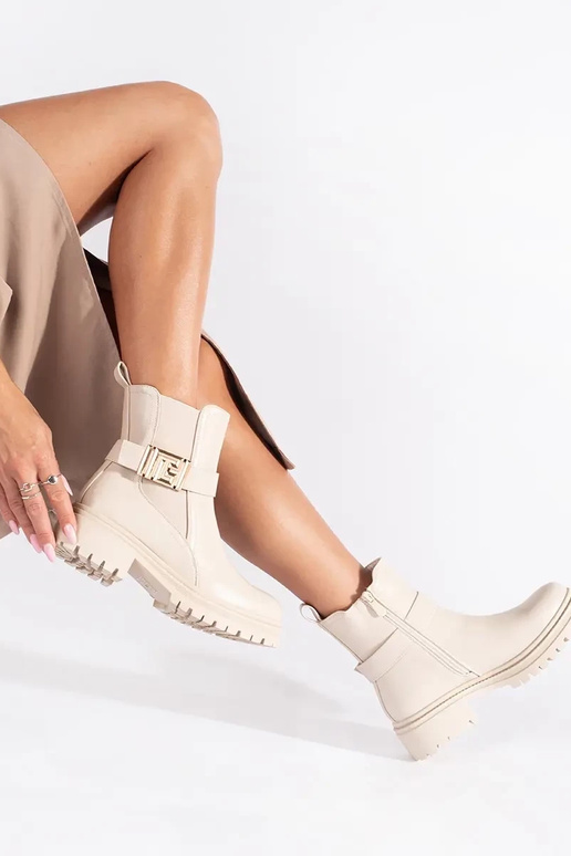 crème kleuren klassiek laarzen met... crème kleuren klassiek laarzen met...