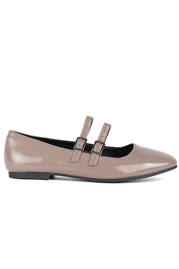 beige gelakt ballerinas met...