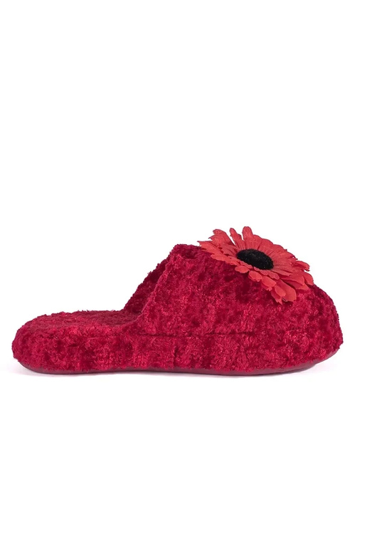 Rode kind slippers met bloemenversiering