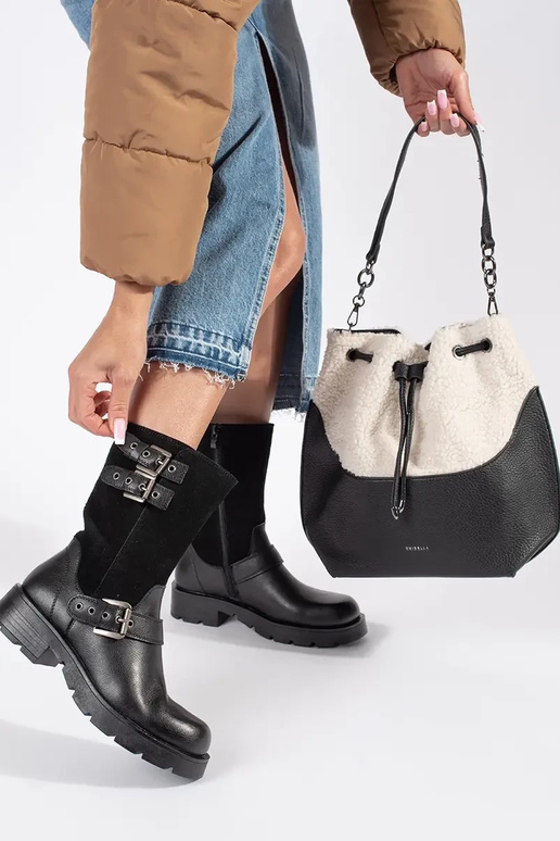 Zwarte elegante handtas met bont