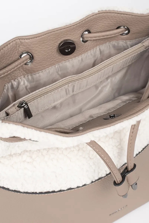 Elegante handtas met bont in ivoor