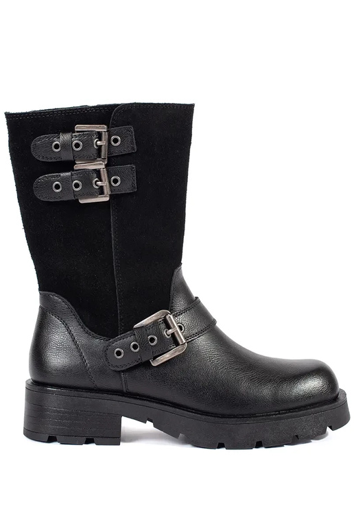 Zwarte leren damesschoenen met gespen...