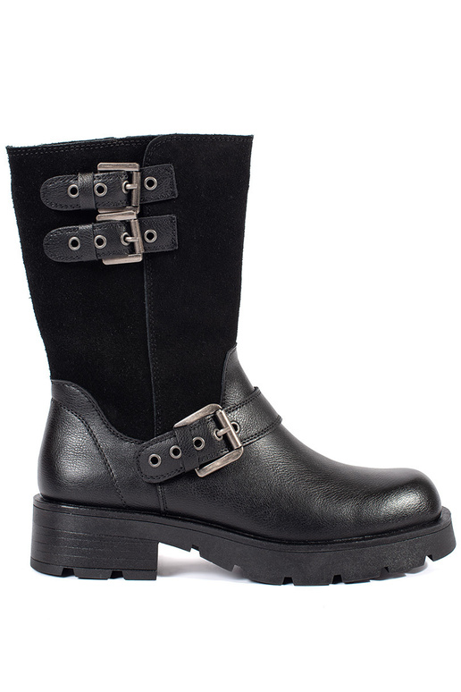 Zwarte leren damesschoenen met gespen...