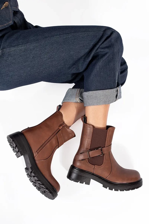 bruin leren damesschoenen met plateau... bruin leren damesschoenen met plateau...