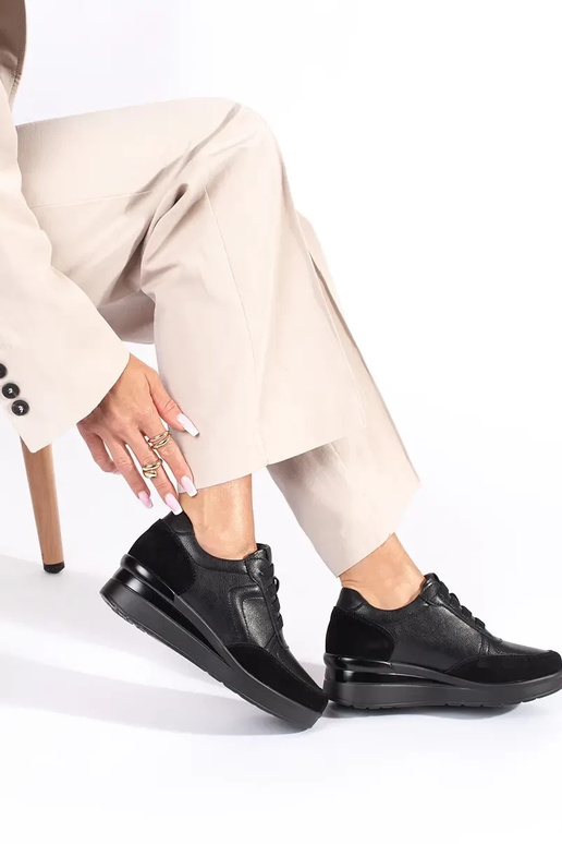 zwart leren dames sleehak schoenen...