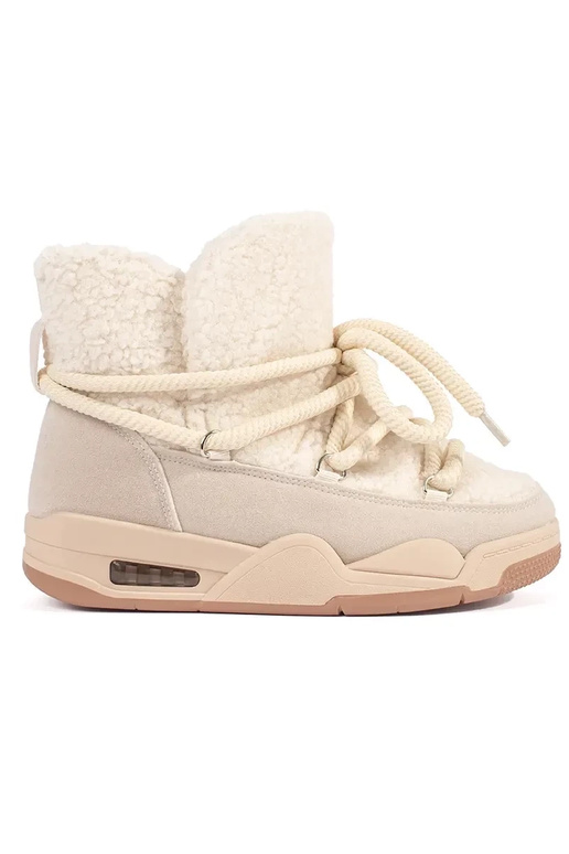 Beige dames sneeuwlaarzen op dikke zool Beige dames sneeuwlaarzen op dikke zool