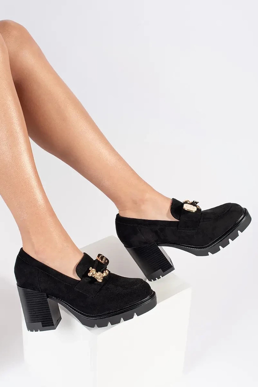 Dames sandalen met suède hak in zwart