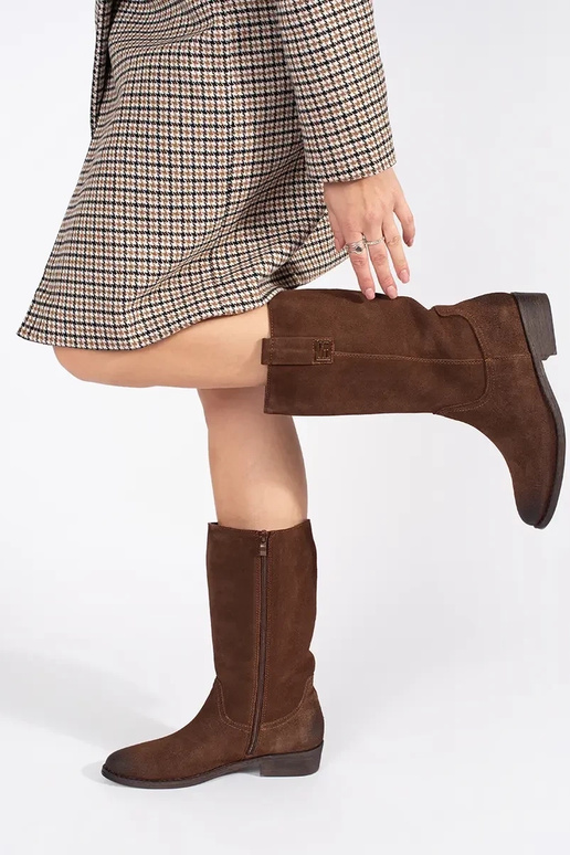 bruine kleur leer Dameslaarzen typu... bruine kleur leer Dameslaarzen typu...