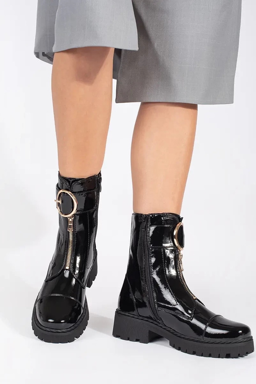 zInart gelakt laarzen z ozdobnym zamkiem