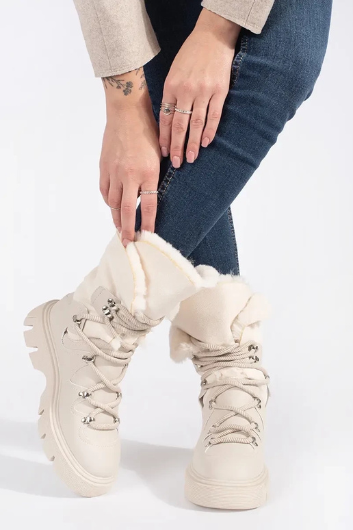 beige geregen SnoInboots voor dames...