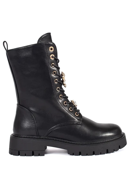 Zwarte plateauschoenen met vetersluiting Zwarte plateauschoenen met vetersluiting