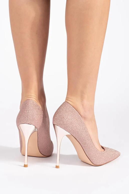met glans roze-gouden Hoge hakken na...