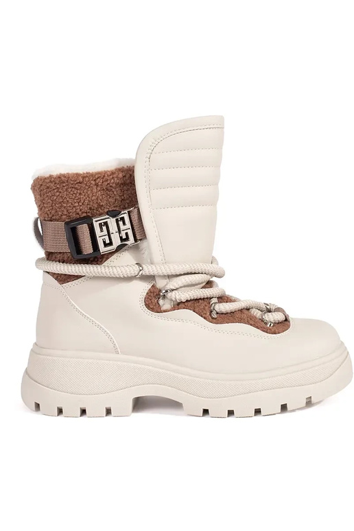 beige SnoInboots voor dames met bont...