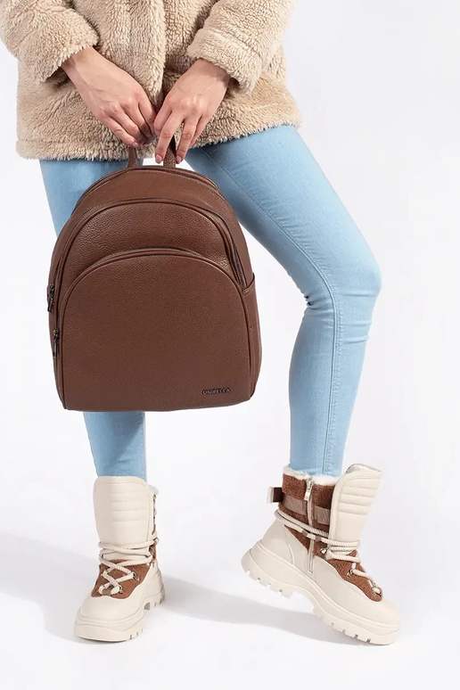 beige SnoInboots voor dames met bont...