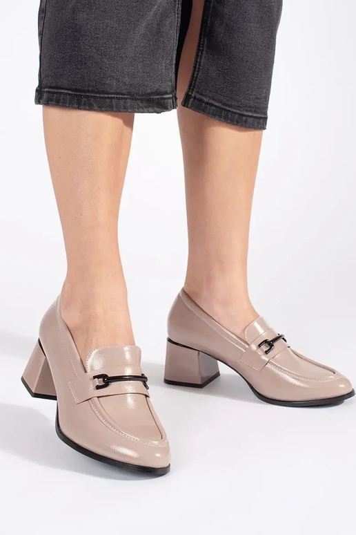 beige schoenen dames mocassins op...