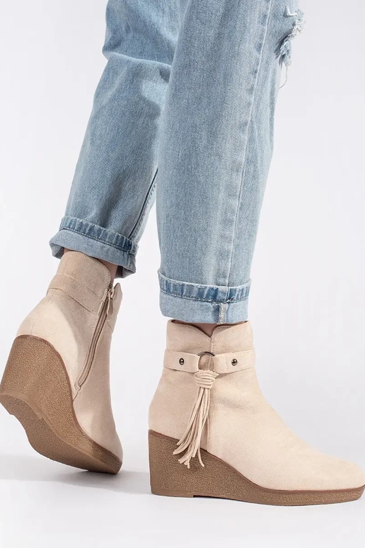 van suède lichtbeige dames laarzen op...