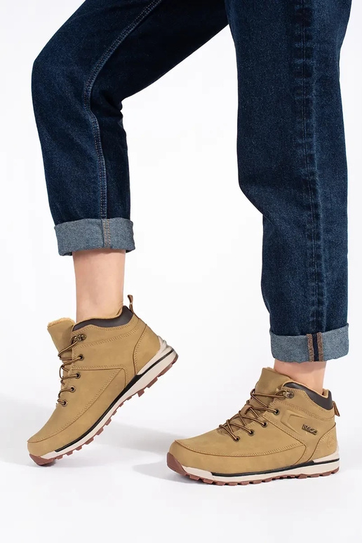 bruine kleur geïsoleerd Trekkingschoenen bruine kleur geïsoleerd Trekkingschoenen