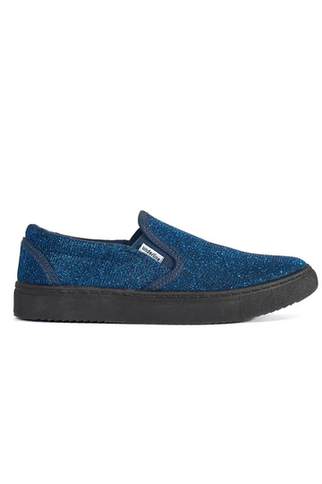 Blauwe glitter slip-on...