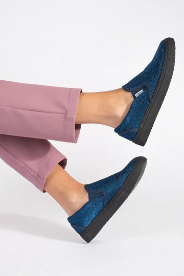 Blauwe glitter slip-on... 2