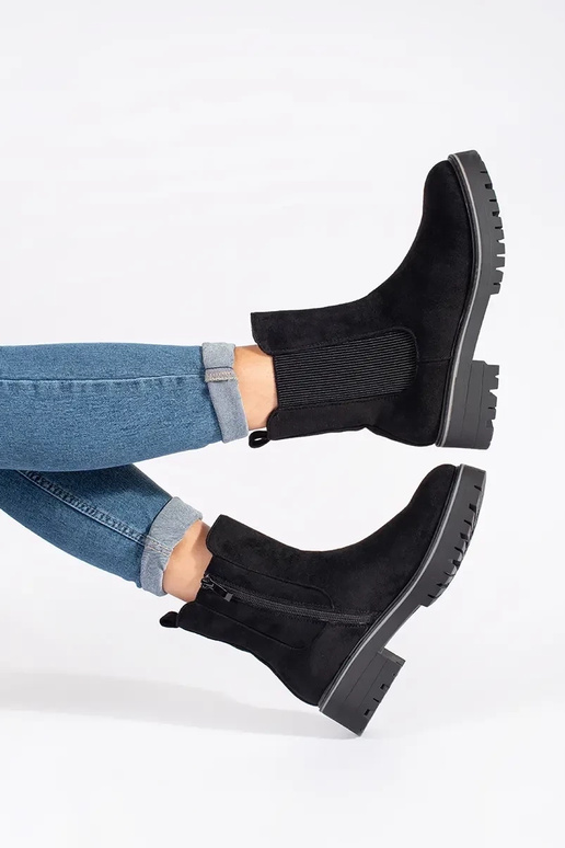 Zwarte platte suède schoenen met...