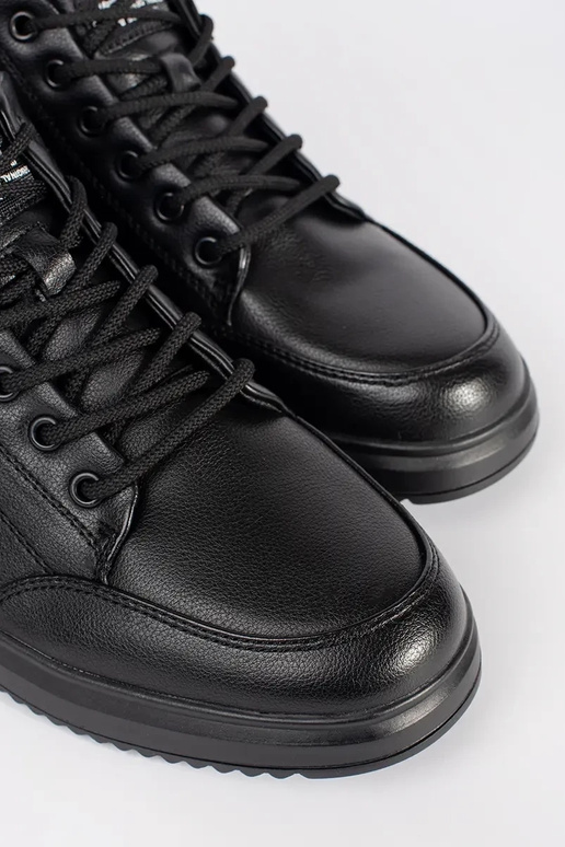 Zwarte warme herenlaarzen met veters