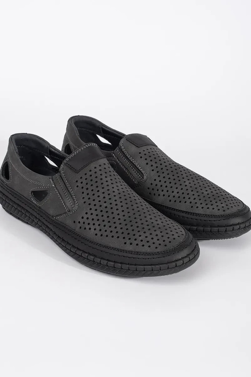 Grijze heren perforated schoenen Grijze heren perforated schoenen