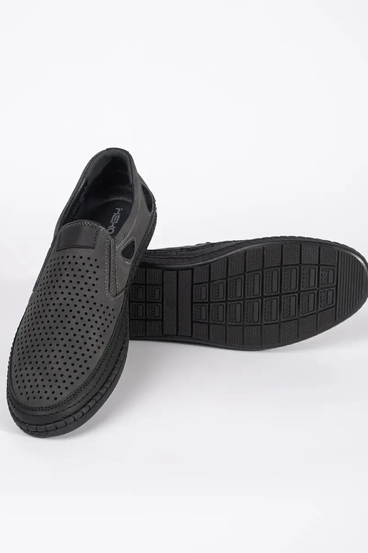 Grijze heren perforated schoenen Grijze heren perforated schoenen