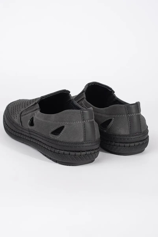 Grijze heren perforated schoenen Grijze heren perforated schoenen