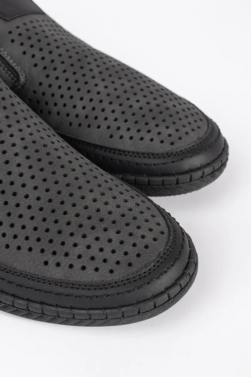 Grijze heren perforated schoenen Grijze heren perforated schoenen