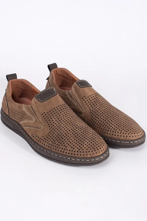 Bruine opengewerkte heren mocassins Bruine opengewerkte heren mocassins