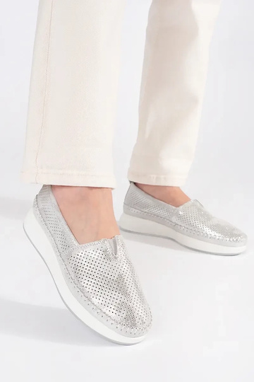 Zilveren leren schoenen 2