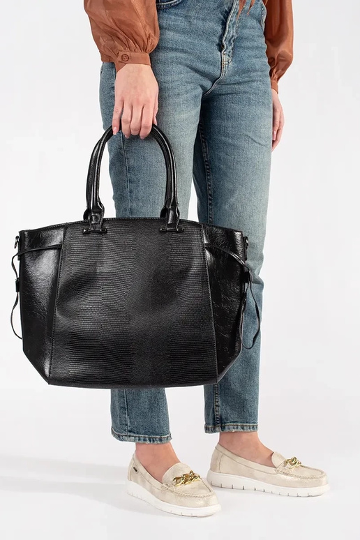 Zwarte grote handtas met extra hengsel