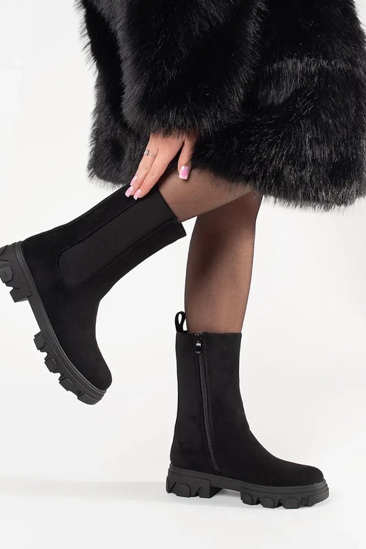 Zwarte Suède Chelsea Schoenen Zwarte Suède Chelsea Schoenen