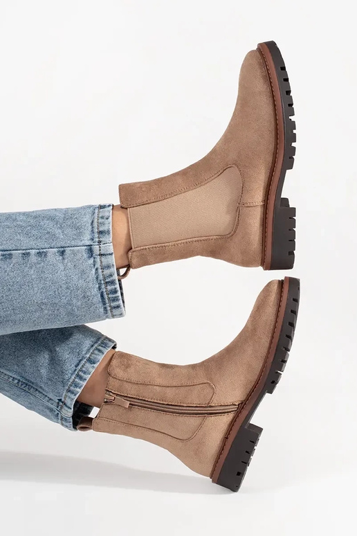 Zandkleurige Chelsea boots van suede