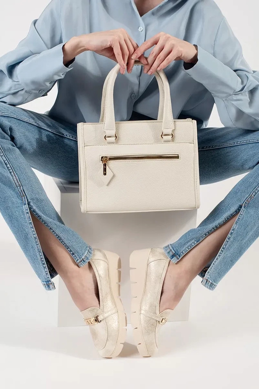 Felle zandkleurige tas met rits