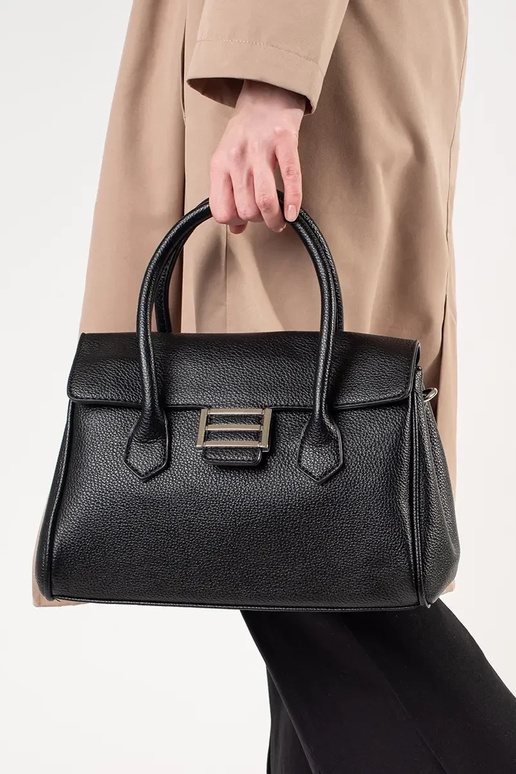 Zwarte dameshandtas met bandjes