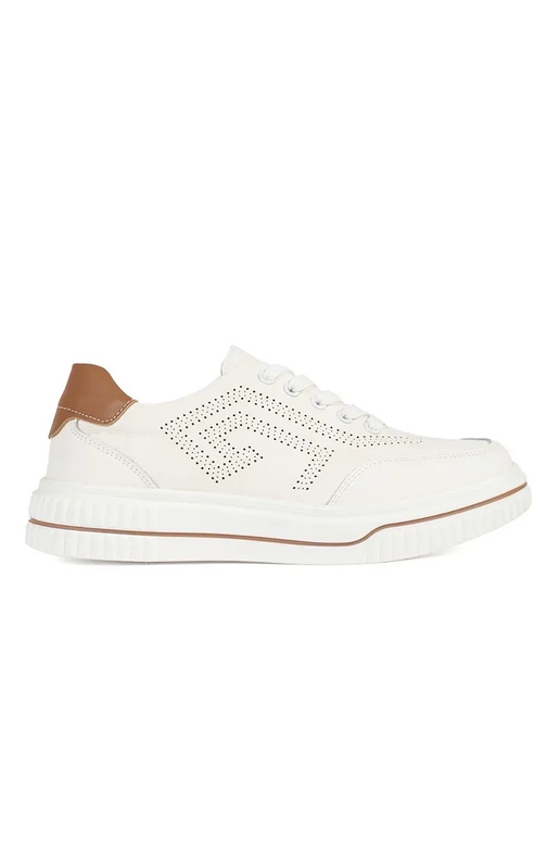 Witte leren perforatie sneakers model