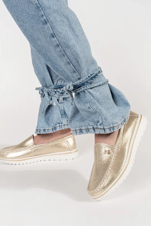 Gouden instappers van echt leer Gouden instappers van echt leer