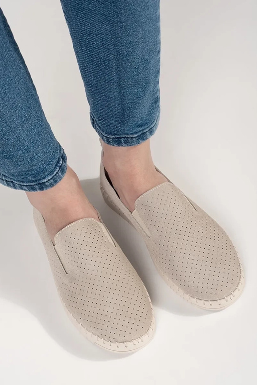 Leren zandkleurige instappers licht Leren zandkleurige instappers licht