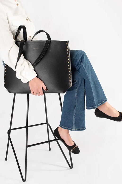 grote zwarte shopper tas met studs