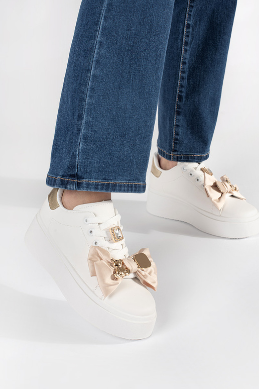 Wit-Gouden Sneakers model met gouden...