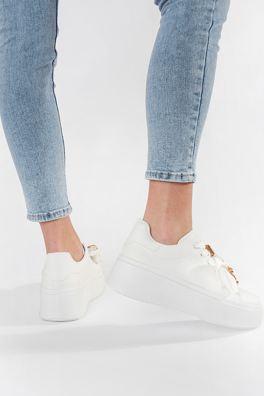 Witte Sneakers model met gouden...