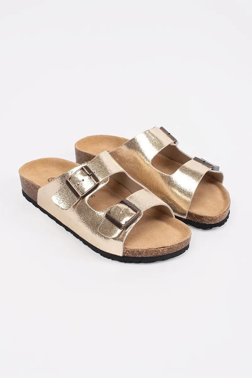 Dames Slippers Goudkleurig met Platte...