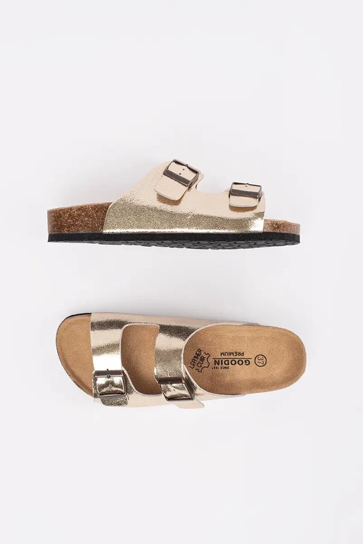 Dames Slippers Goudkleurig met Platte...