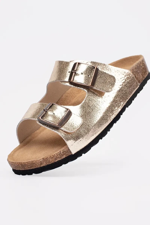 Dames Slippers Goudkleurig met Platte...