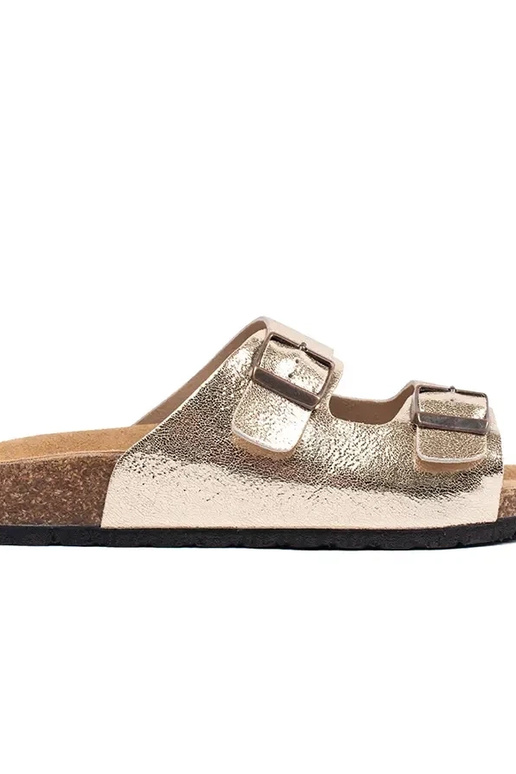 Dames Slippers Goudkleurig met Platte...