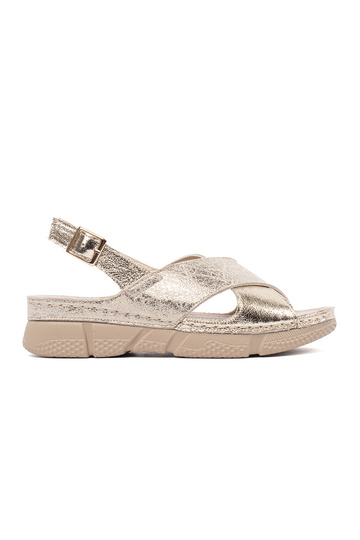 Gouden platte dames sandalen