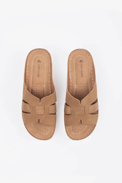 comfortabele slippers op lage sleehak...